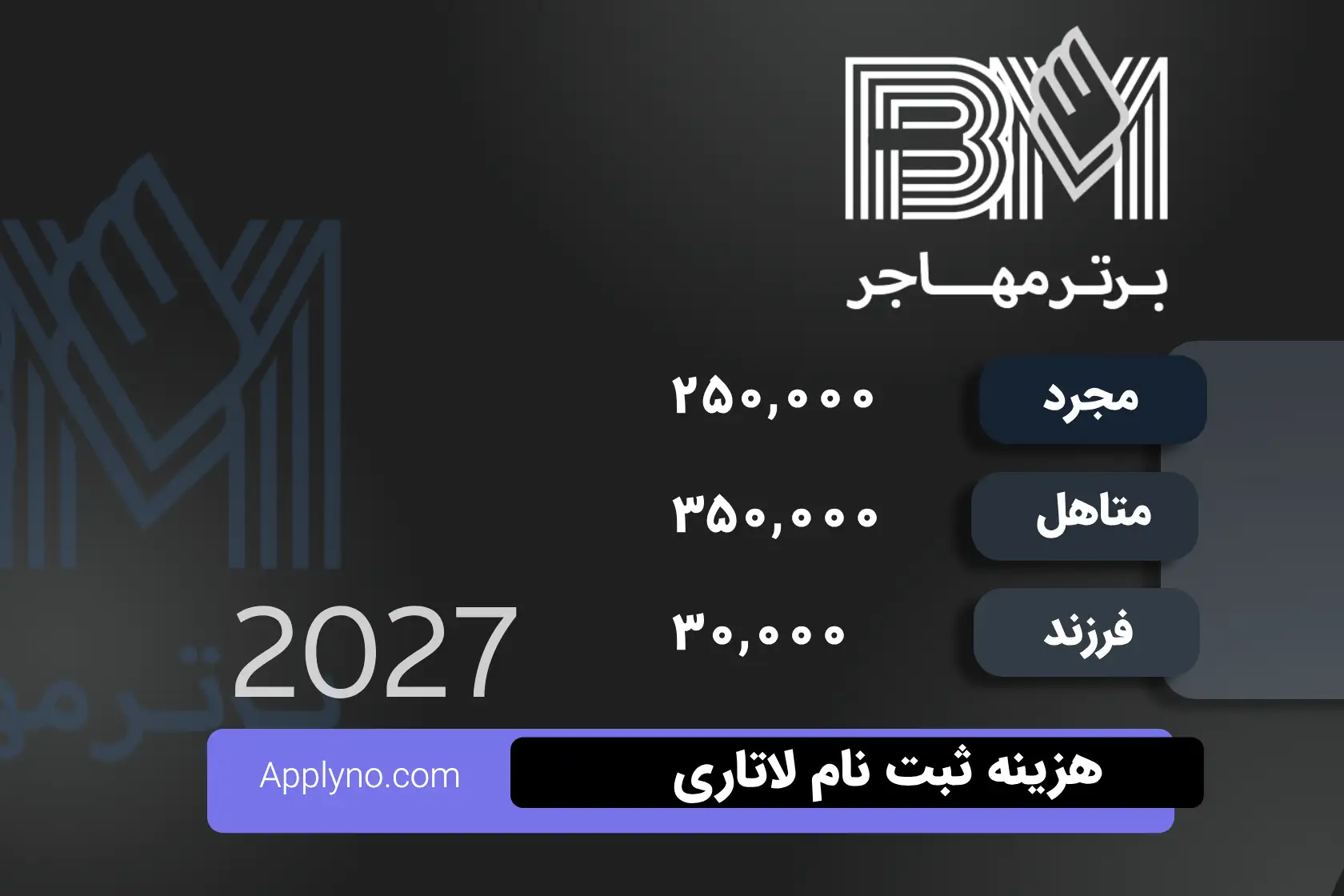 هزینه ثبت نام لاتاری در برترمهاجر